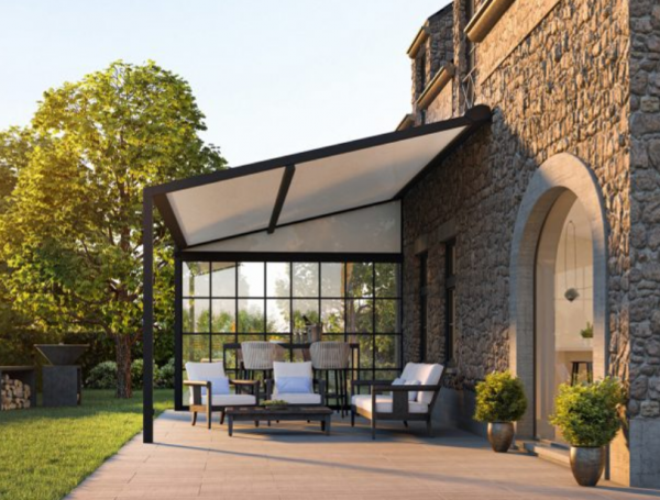 Pergola dengan Penutup Kain Terasa Eropa